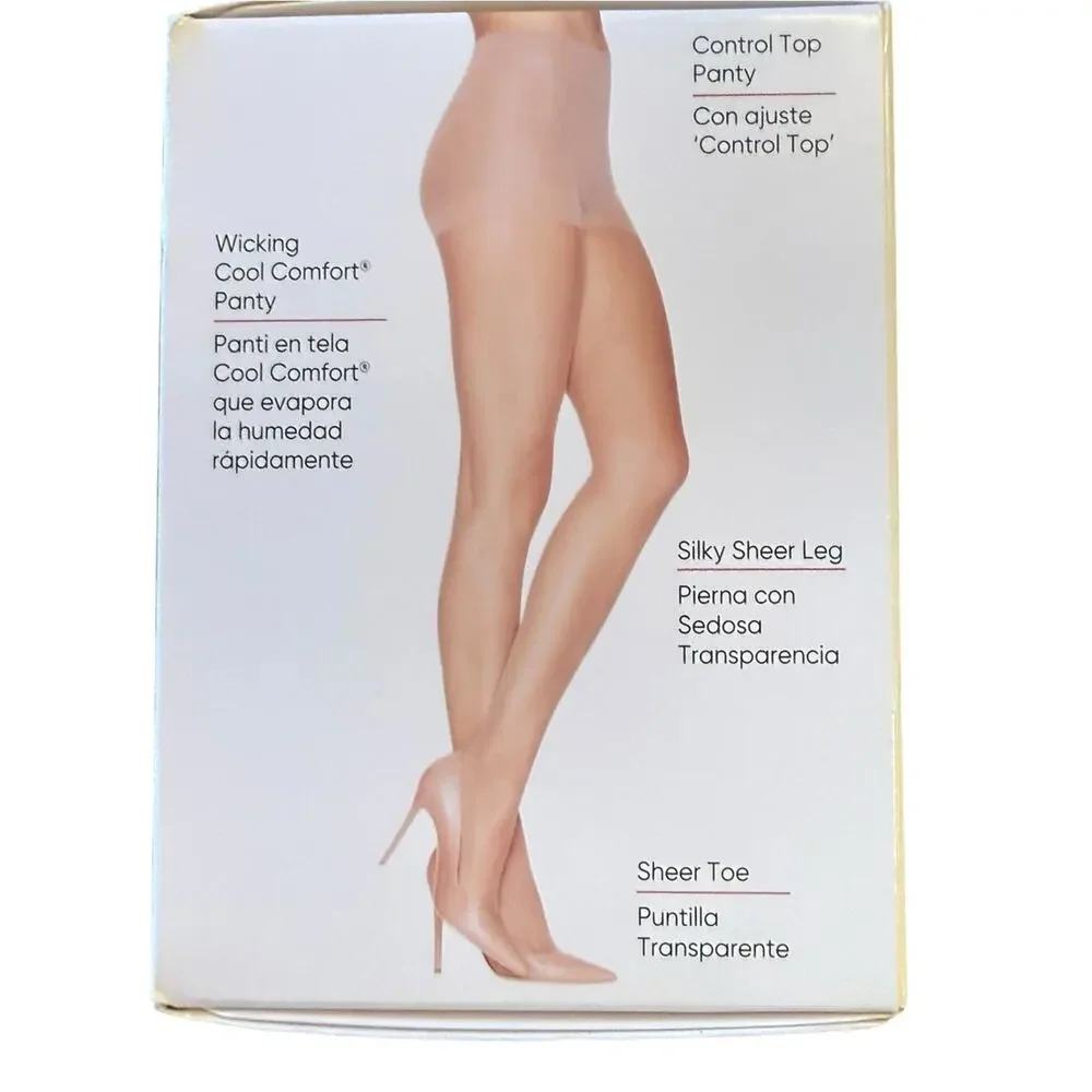 L'eggs Silken Mist & Everyday Control Top Pantyhose - Nude 5 pair Size Q